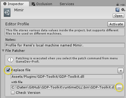Import von Bibliotheks-Code per FilePatcher-Konfiguration im Editor-Profil