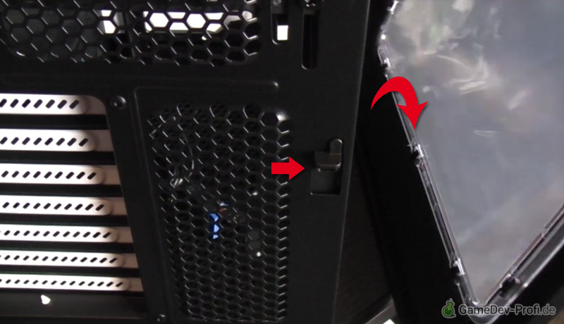 Seitenklappe entriegeln