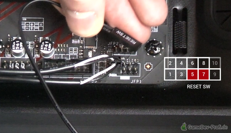 Reset-Knopf verkabeln.