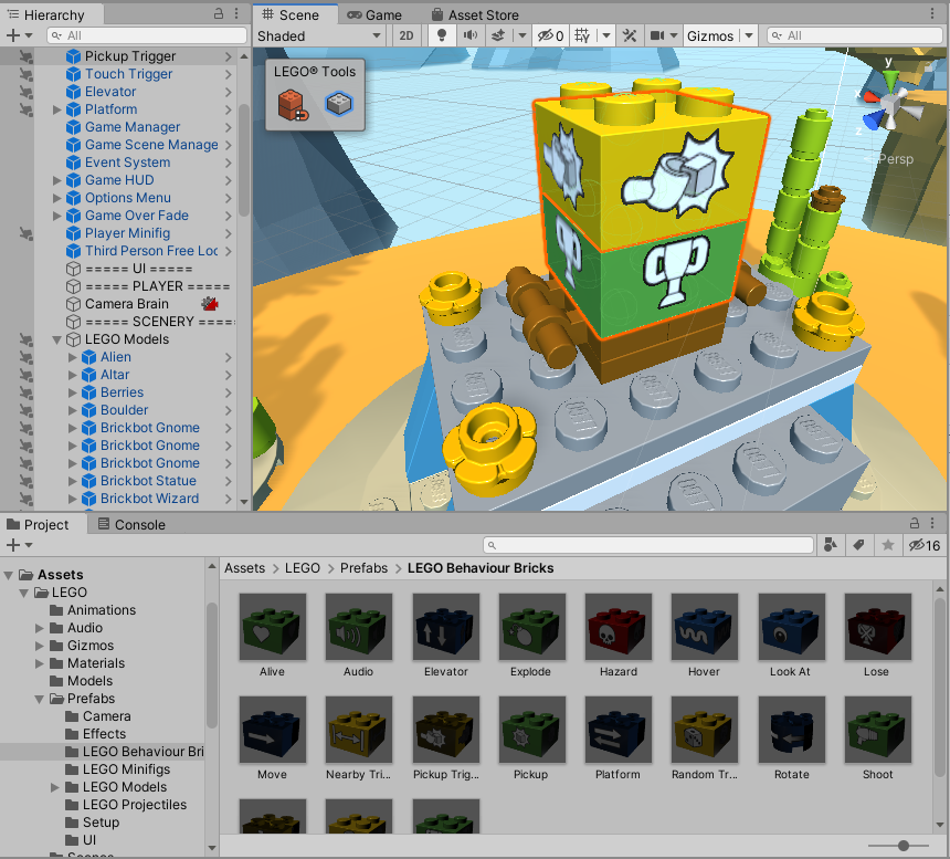 Beispiel für gestapelte Behaviour Bricks.