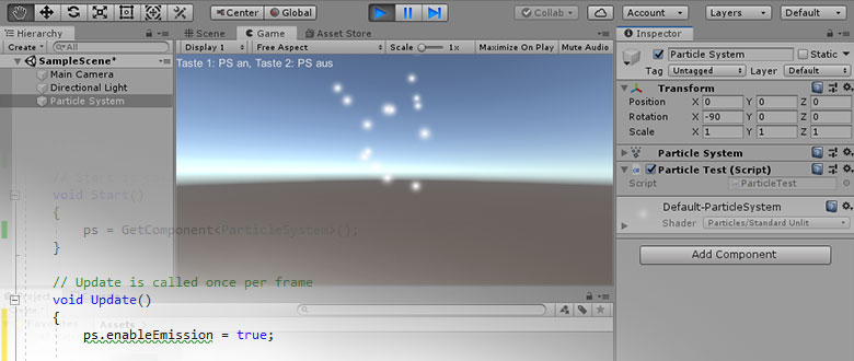 Partikelsystem ein/ausschalten in Unity 2019