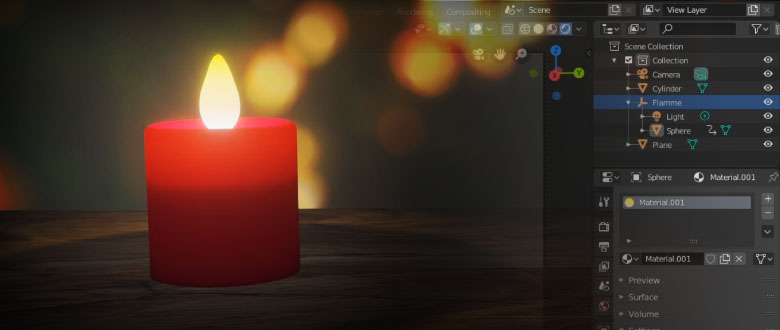 Flackernde Weihnachtskerze in Blender 2.8 – Tutorial